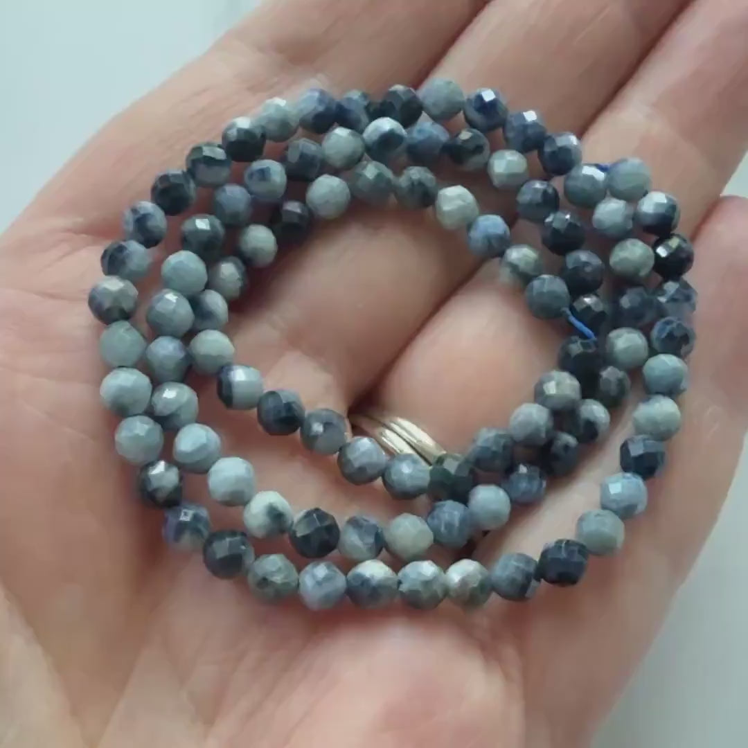 4mm Natural Light Sapphire Beads Faceted 15" Genuine South African Sapphire Gemstone Beads Beading Craft Gift September Birthstone