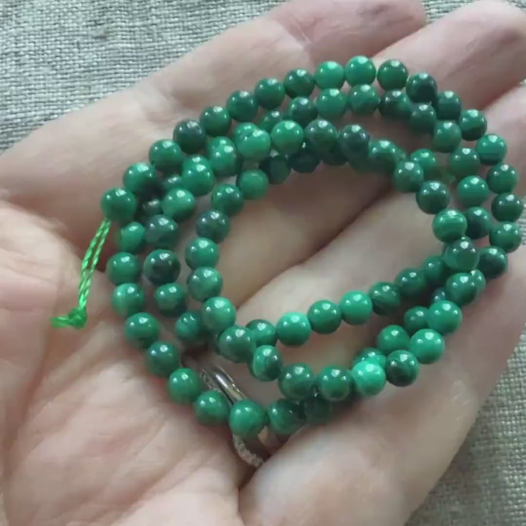 4mm Malachite Beads Smooth 15" Vivid Green Malachite Gemstone Beads for Jewelry Making Beading Gift Crafter