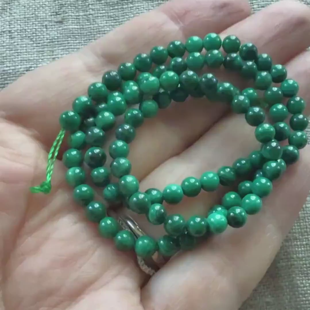 4mm Malachite Beads Smooth 15" Vivid Green Malachite Gemstone Beads for Jewelry Making Beading Gift Crafter