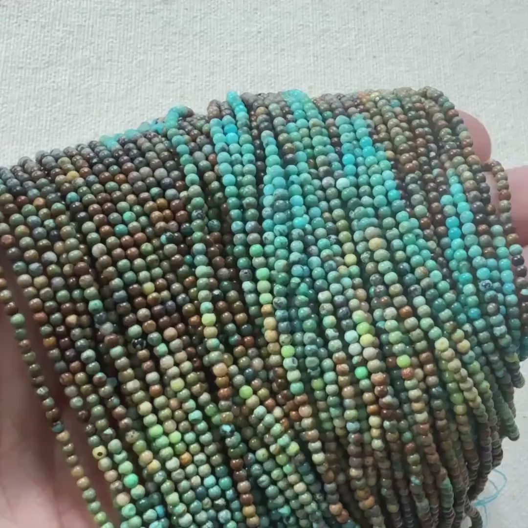 2mm Arizona Turquoise Smooth Beads 15" Blue Green Shaded Turquoise Genuine Gemstone Beads for Jewelry Making Beading Craft Gift Beads