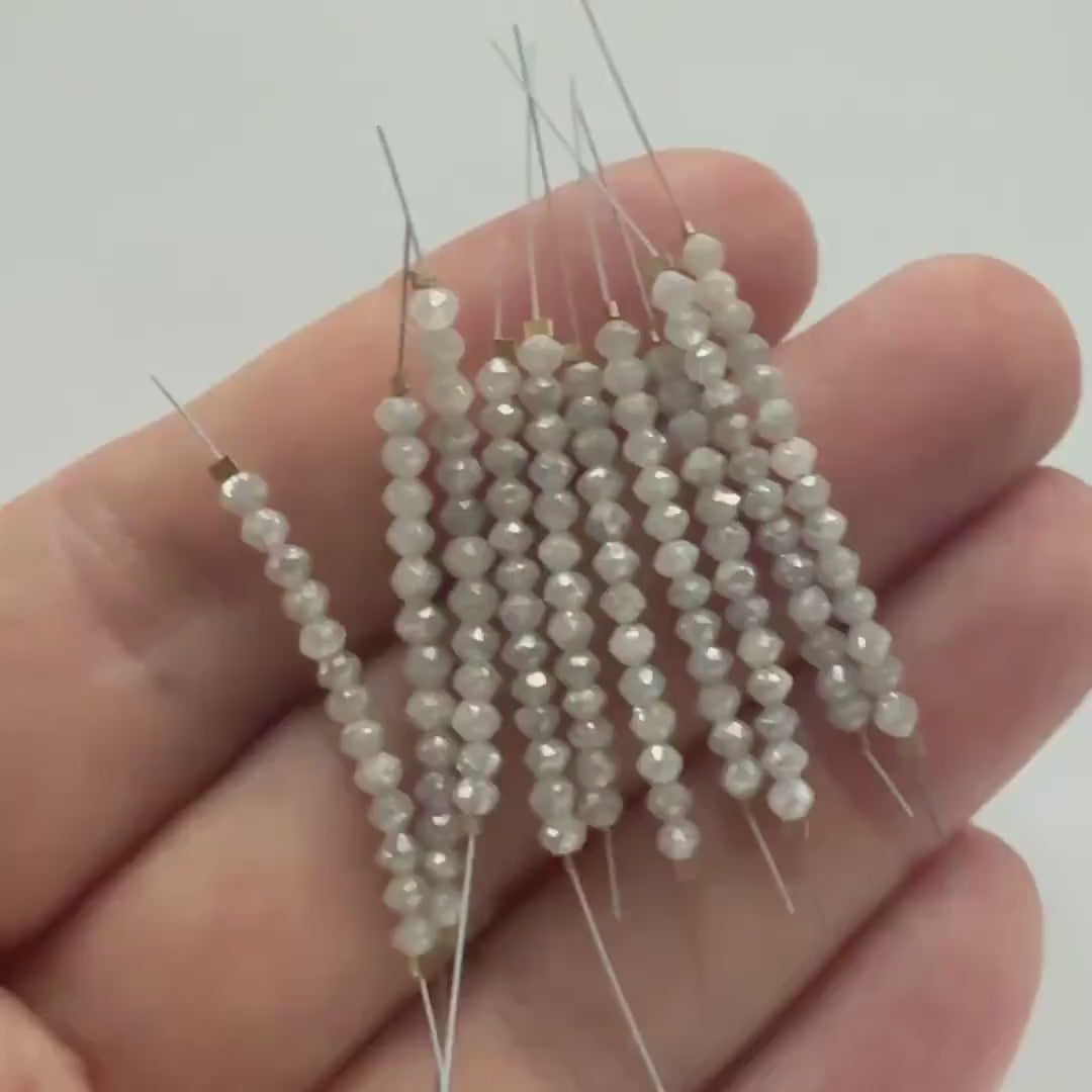 2.5mm Natural White Diamond Beads Faceted 1" AAA Genuine Raw Diamond Rough Gemstone Beads Jewelry Making Beading Craft Gift April Birthstone
