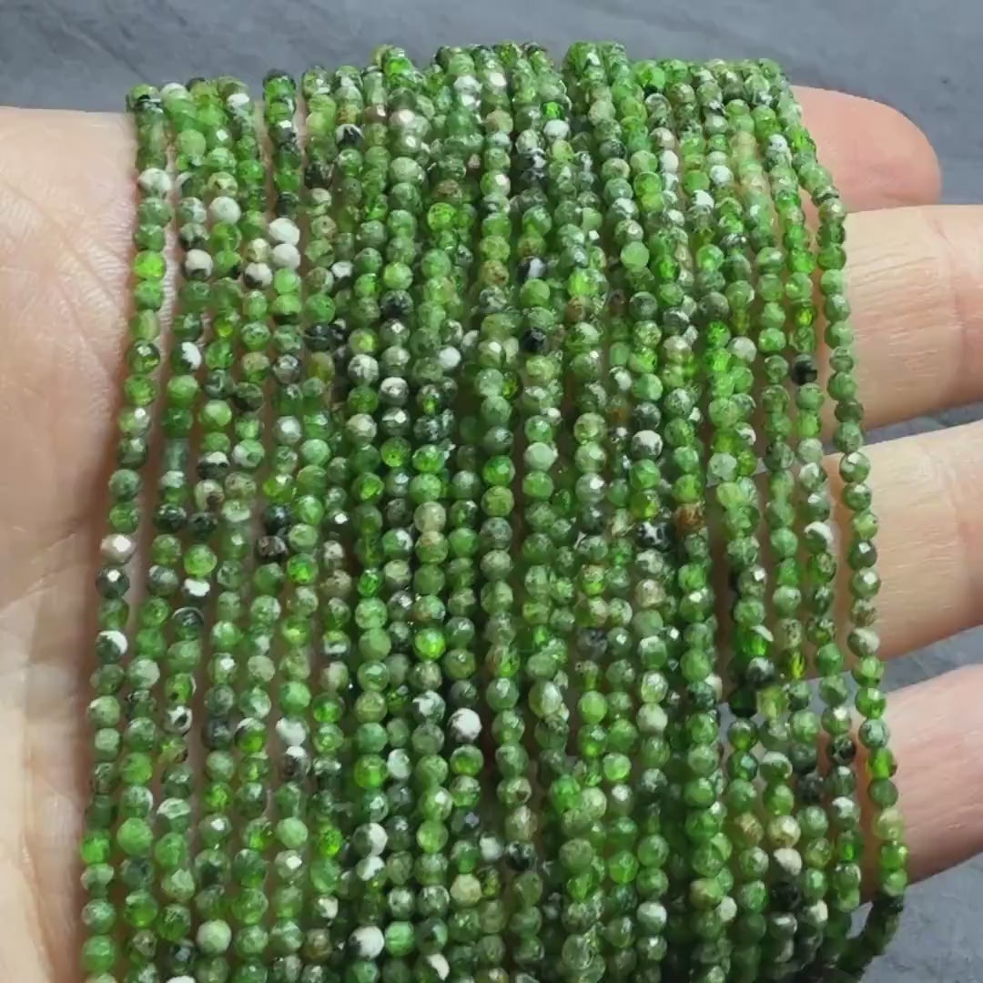 2mm Quartz With Chrome Diopside Beads Genuine Small Emerald Green Beads 15" Gemstone Beads for Jewelry Making