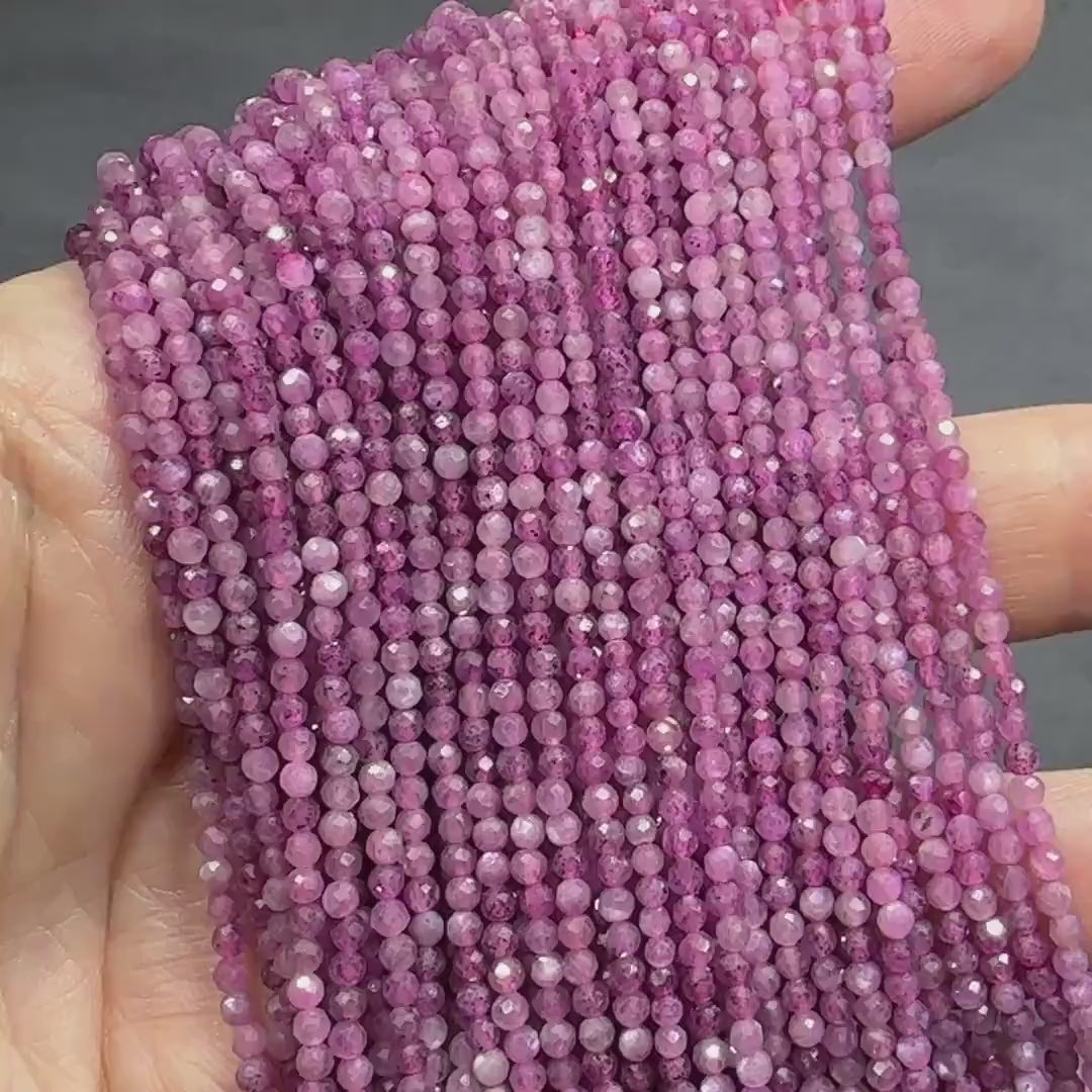 2mm AAA Star Flash Ruby Beads Micro Faceted Beads 15.5" Natural Rare Pink Purple Ruby Gemstone Beads Beading Crafter Gift July Birthstone