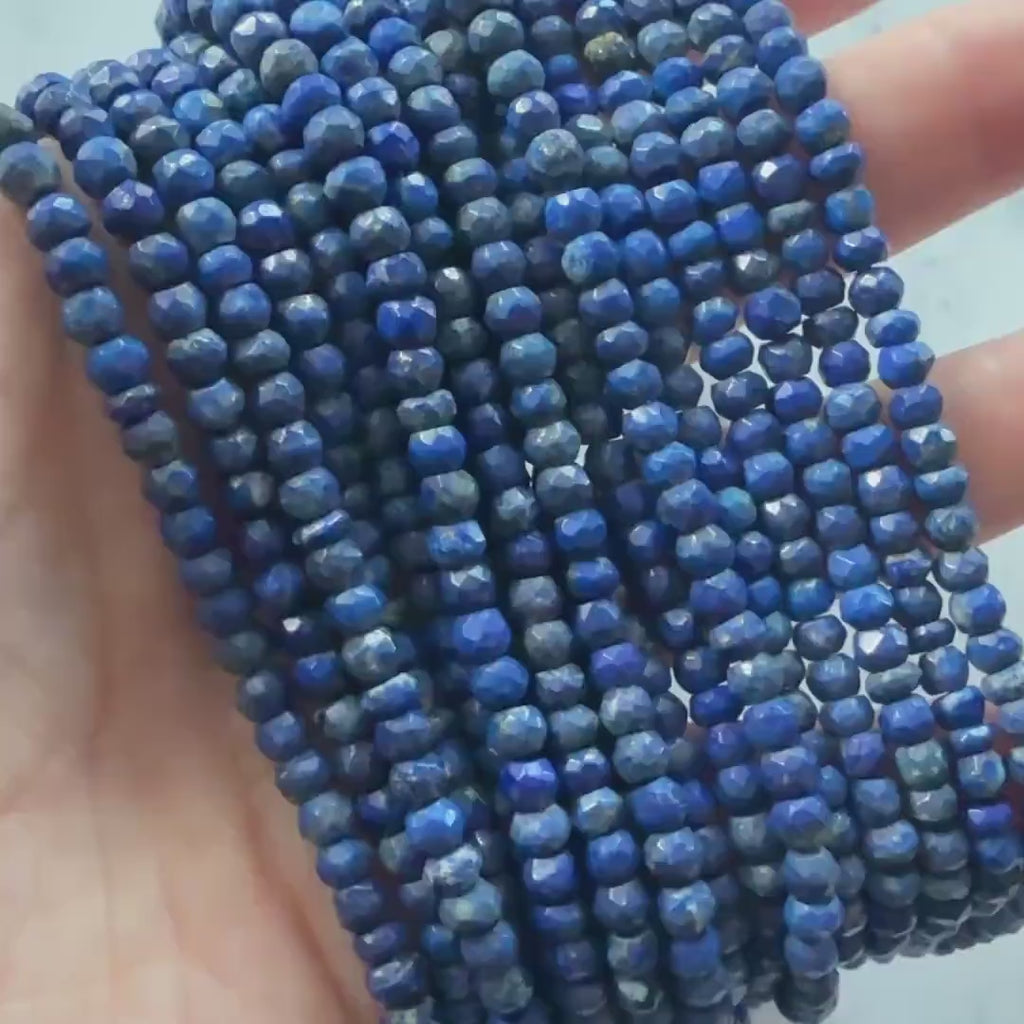 4mm 4.5mm Lapis Lazuli Rondel Beads 12" Blue Hand Faceted Lapis Gemstone Beads for Beading Craft Gift Beads DIY Jewelry Making