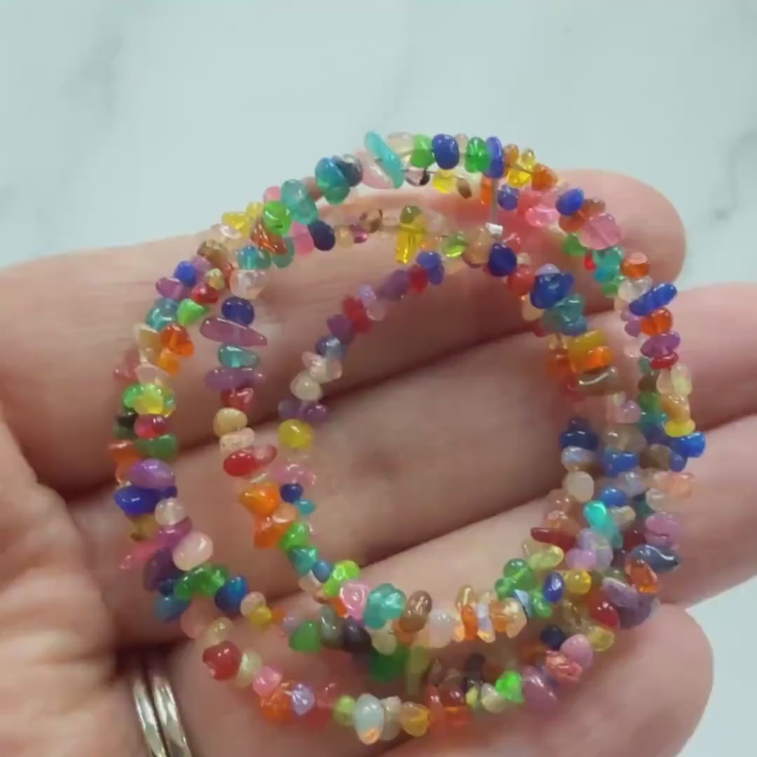 2mm-5mm Colorful Opal Beads 18" Disco Opal Chips Genuine Beads Natural Irregular Multi Color Opal Jewelry Making Beading Craft Gift Beads