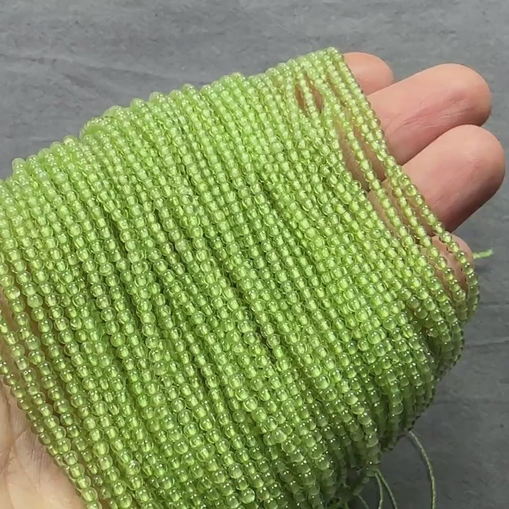 2mm Peridot Smooth Beads 15.5" Transparent Green Gemstone Beads for Jewelry Making Beading Craft Gift August Birthstone Beads