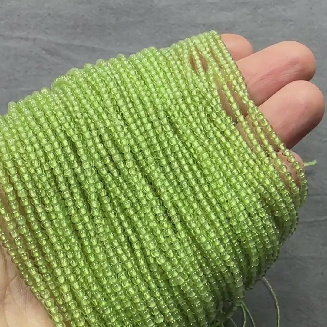 2mm Peridot Smooth Beads 15.5" Transparent Green Gemstone Beads for Jewelry Making Beading Craft Gift August Birthstone Beads