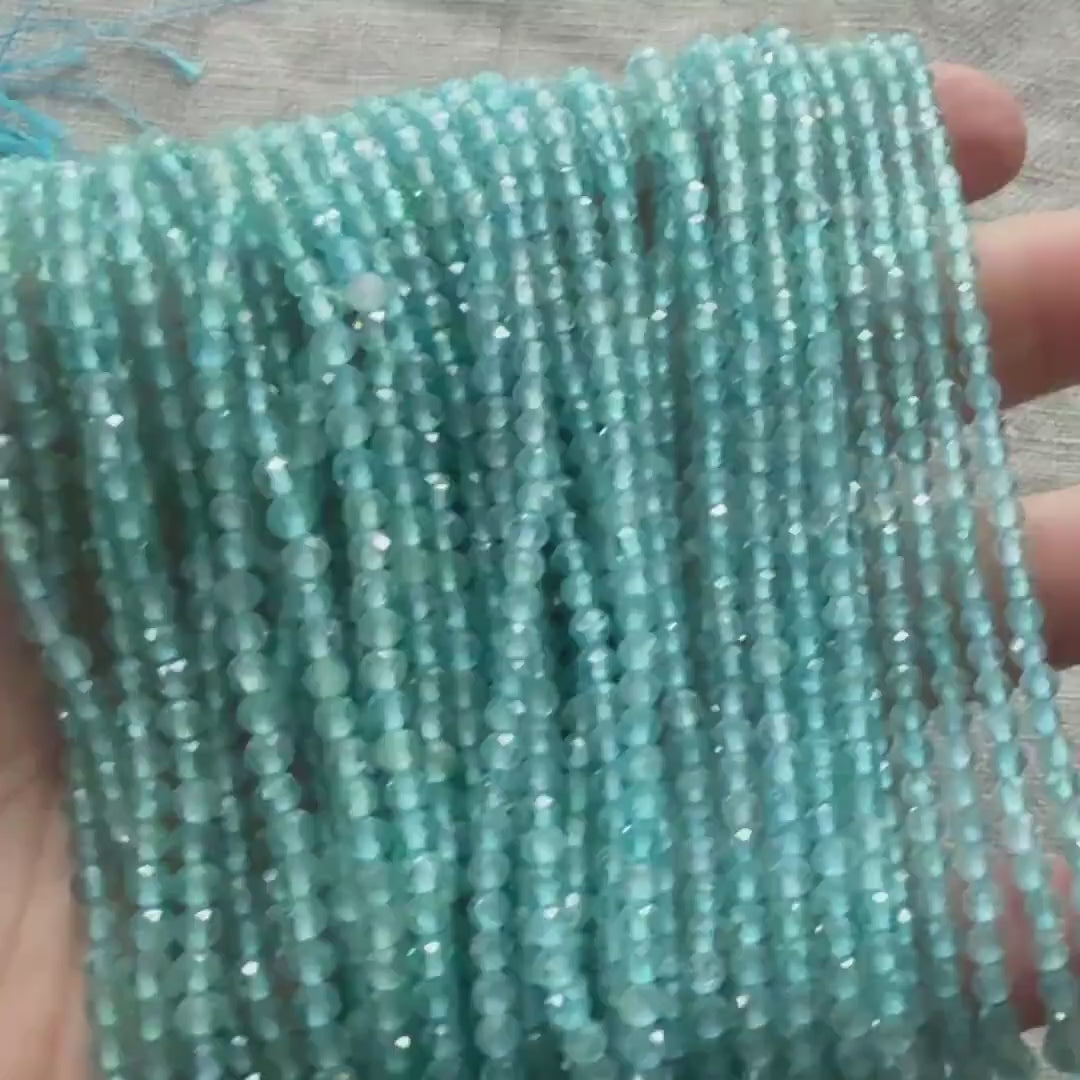 3mm AAA Sky Blue Apatite Faceted Beads 15" Genuine Gemstone Beads for Jewelry Making Beading Craft Gift Beads