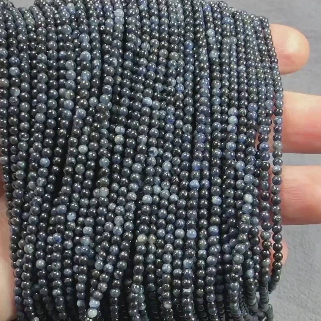 2.5mm Dark Raw Sapphire Beads Smooth 15" Raw Sapphire Genuine Gemstone Beads Jewelry Making Beading Craft Gift September Birthstone