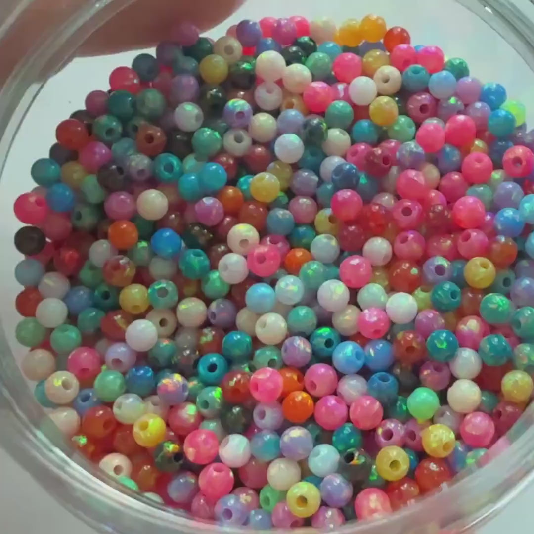 3mm Opal Beads Lot Mixed Colors Opals Colorful Opal Beads Multi Color Opal Beads Fully Drilled for Jewelry Making Beading Craft Gift Beads