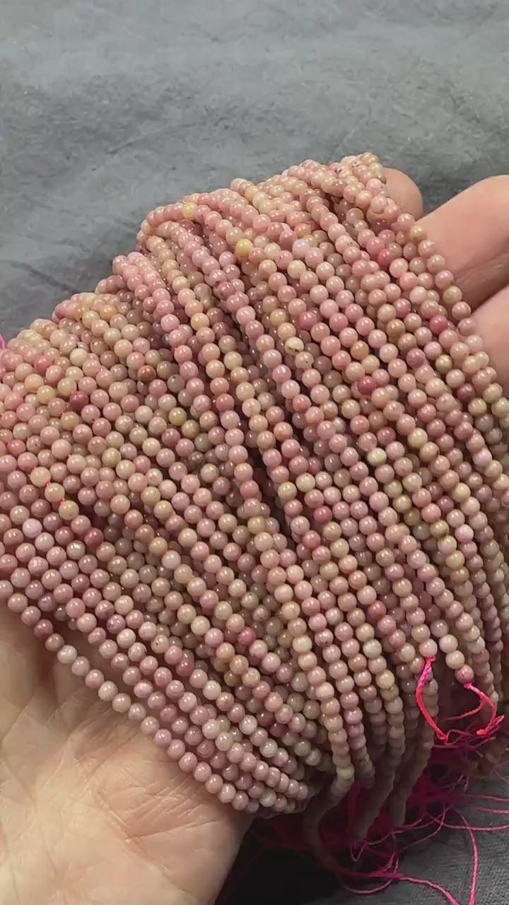 2mm Pink Petrified Wood Jasper Beads Genuine Small Pink Jasper Beads 15.5" Gemstone Beads for Jewelry Making