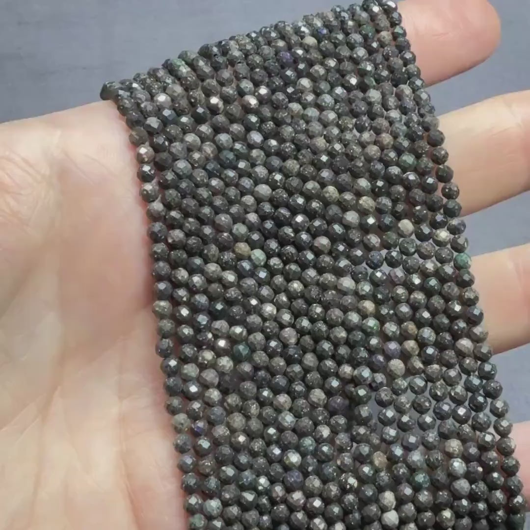3mm Black Matrix Opal Micro Faceted Beads Genuine Opal Beads 15" Gemstone Beads for Jewelry Making Beading Craft Gift