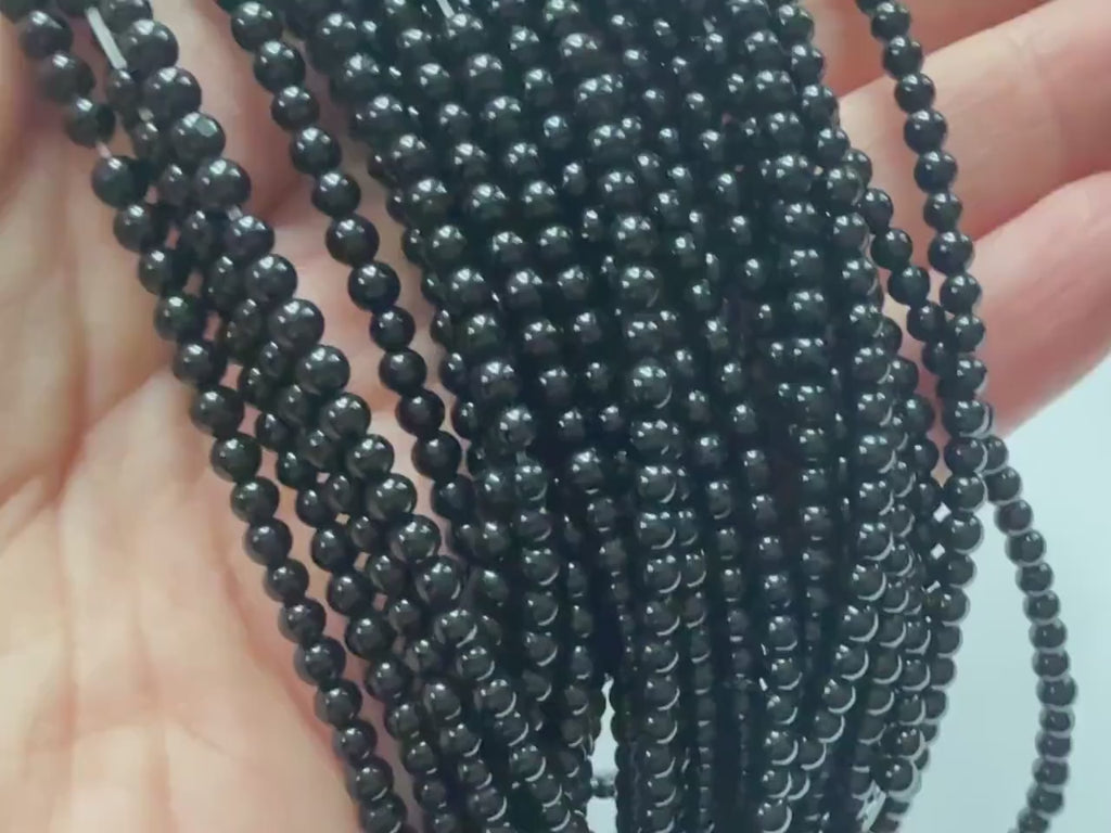 3mm Natural Black Onyx Beads Smooth Onyx 15" Natural Onyx Gemstone Beads Beading Crafter Gift DIY jewelry