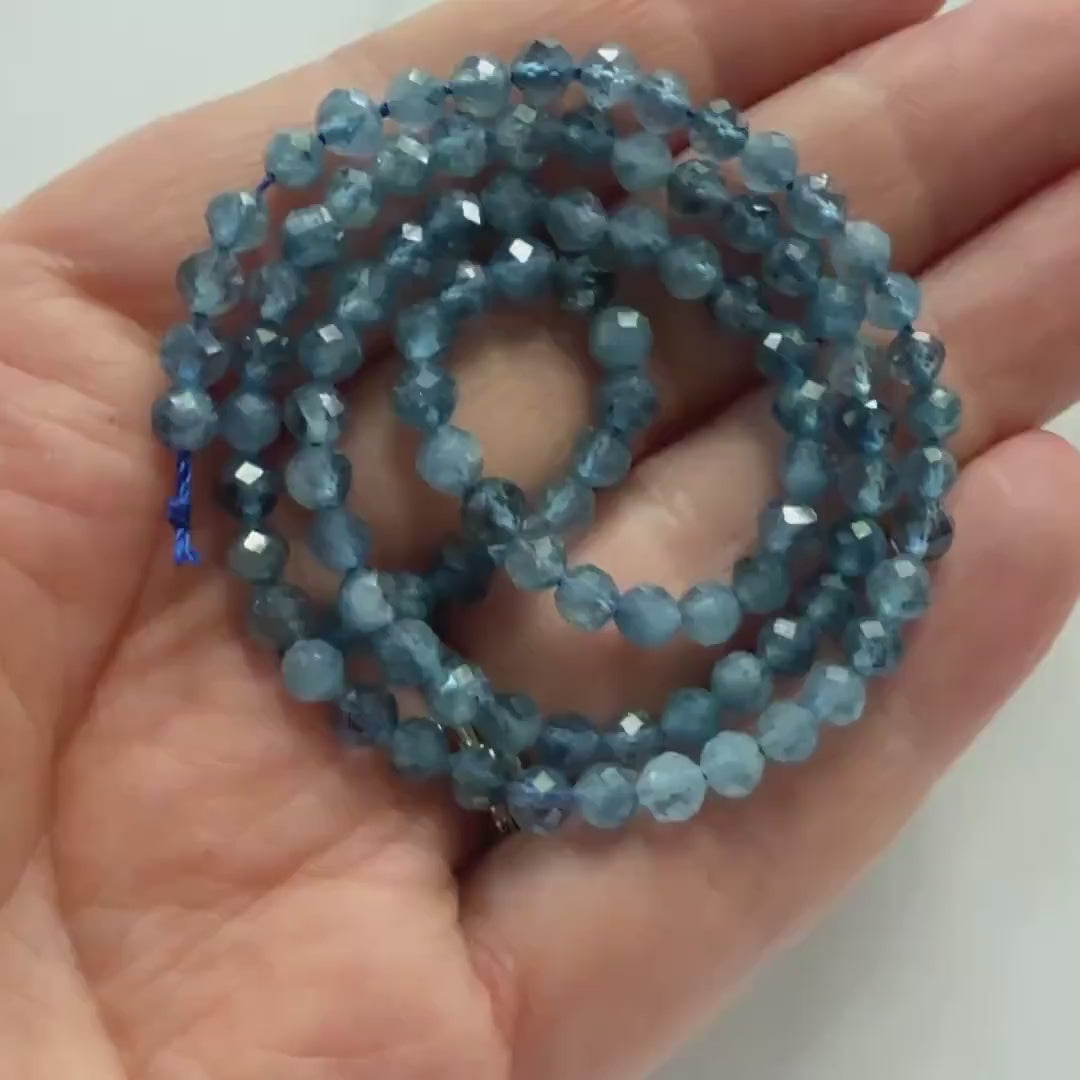 4mm Santa Maria Aquamarine Beads Faceted 15" Natural Genuine Gemstone Beads for Jewelry Making Beading Craft Gift Beads March Birthstone