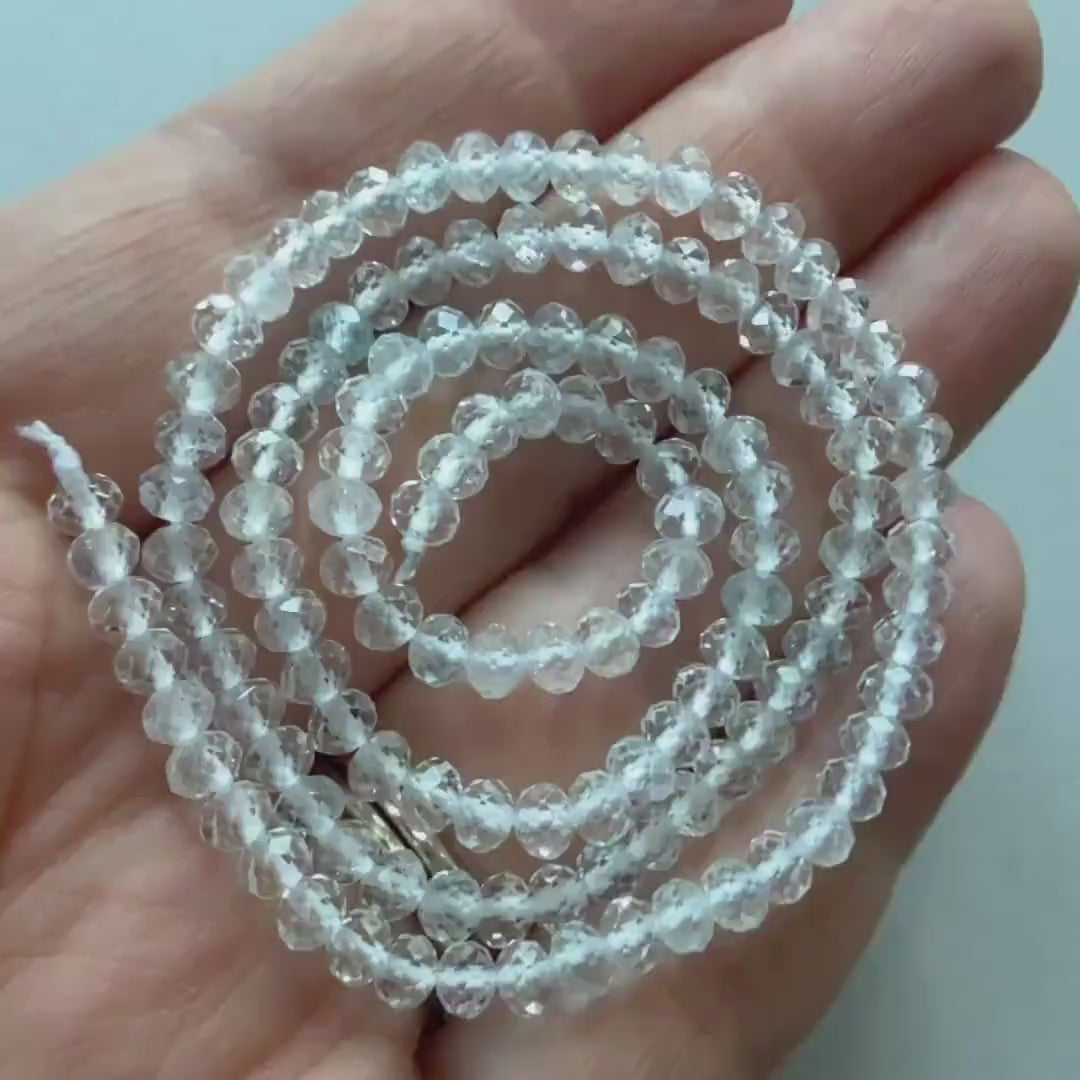4mm AAA White Topaz Faceted Rondelle Beads 15" Natural Topaz Clear Sparkly Gemstone Beads Beading Crafter Gift April Birthstone DIY Jewelry