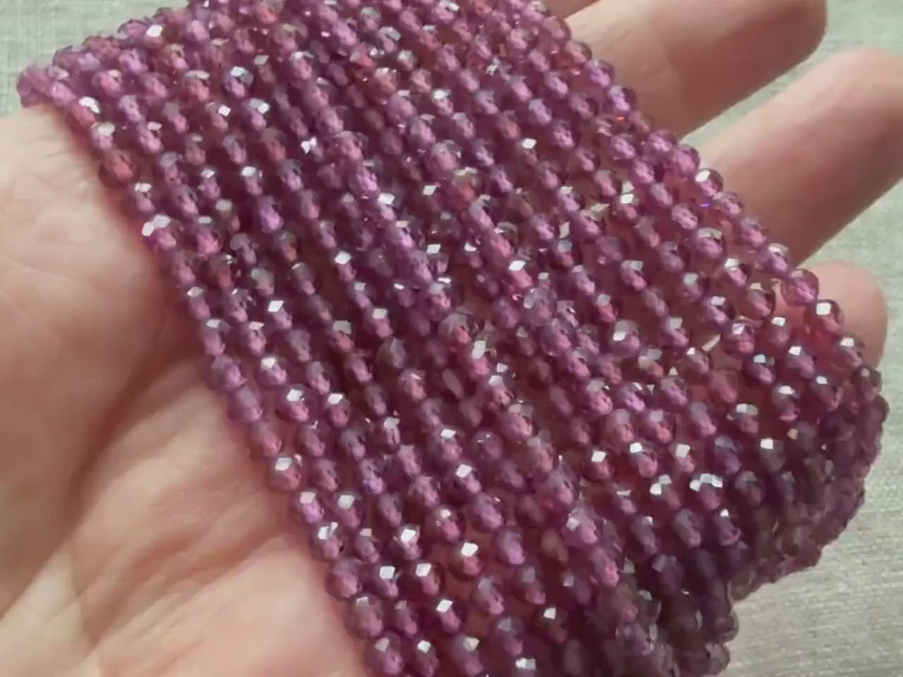 3mm 3.5mm AAA Pink Garnet Beads Faceted Beads 15" Natural Light Rhodolite Garnet Gemstone Beads Beading Crafter Gift