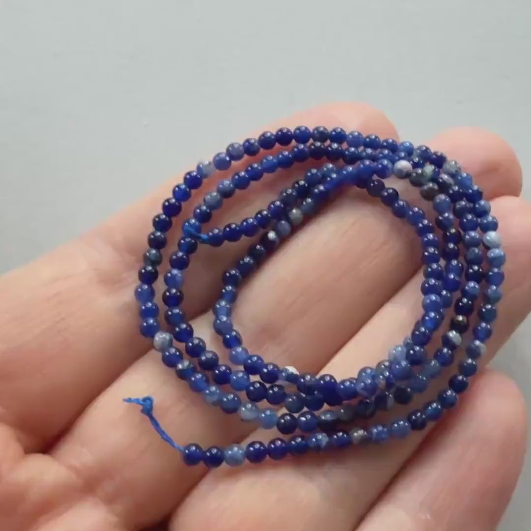 2mm Sodalite Smooth Beads 15" Blue Sodalite Genuine Gemstone Beads for Jewelry Making Beading Craft Gift Beads Blue Crystal Seed Beads