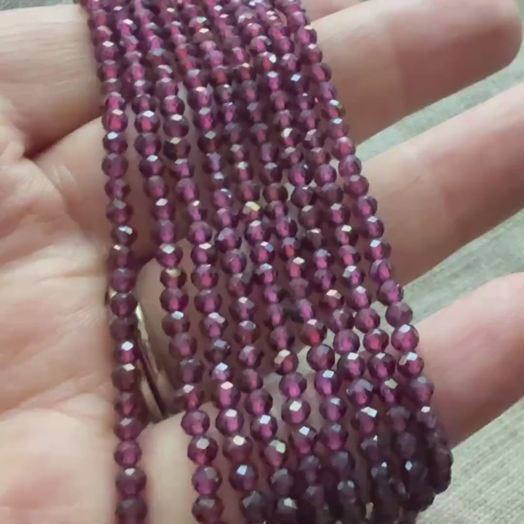 3mm AAA Rhodolite Garnet Beads Faceted Beads 15" Natural Purple Garnet Gemstone Beads Beading Crafter Gift