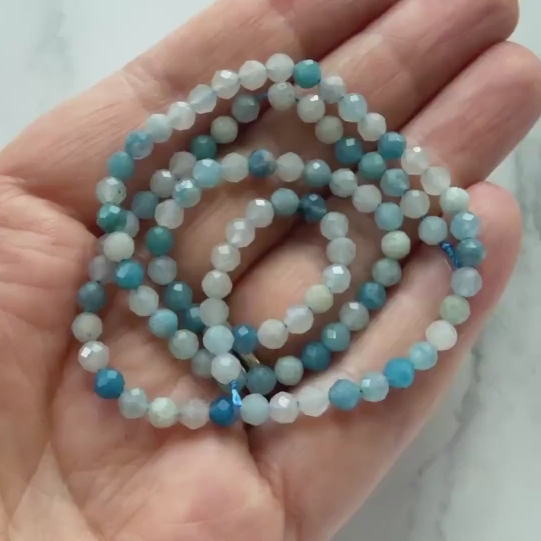 4mm AAA Trolleite Beads Faceted 15" Rare Gemstone Beads Beading Crafter Gift DIY Jewelry making Lazulite Scorzalite Quartz Mix