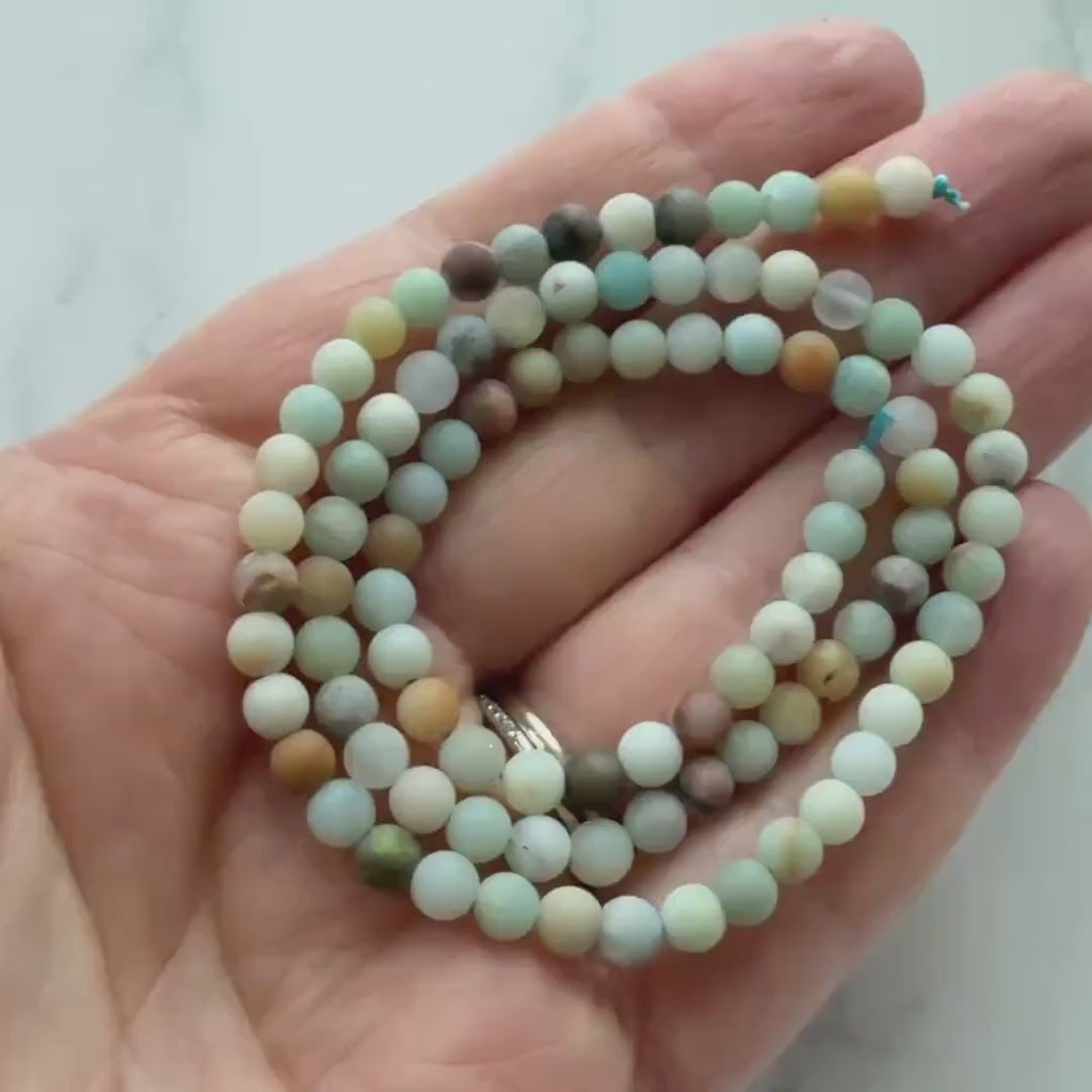 4mm Amazonite Beads Matte Smooth Beads 15" Multi Color amazonite Genuine Gemstone Beads for Jewelry Making Beading Craft Gift Beads
