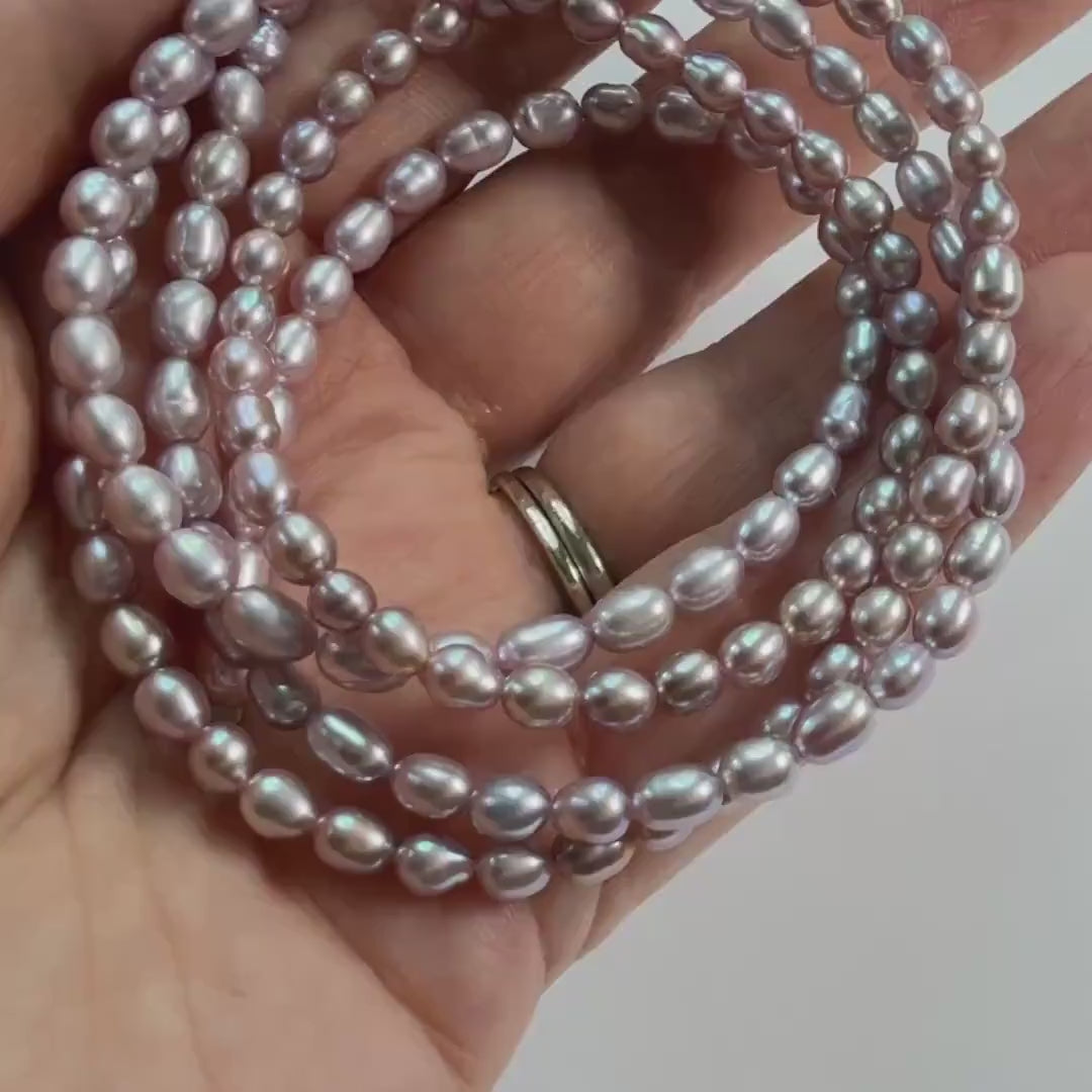 4mm AAAA Freshwater Pearl Beads Rice Shape Pearls Lavender Pink Pearls Baroque 15" Beads Beading Crafter Gift June Birthstone DIY Jewelry