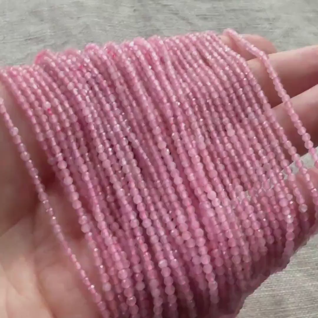 2mm Madagascar Rose Quartz Faceted Beads 15" Bright Pink Genuine Gemstone Beads for Jewelry Making Beading Craft Gift Beads