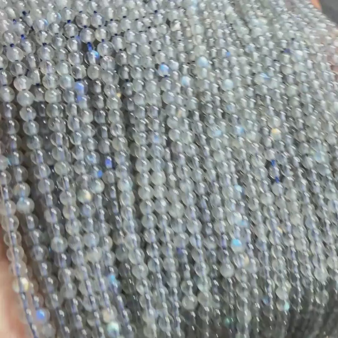 3mm AAA Labradorite Smooth Beads Genuine Blue Flash Beads 15" Sparkly Gemstone Beads for DIY Jewelry Making Crafter Gift