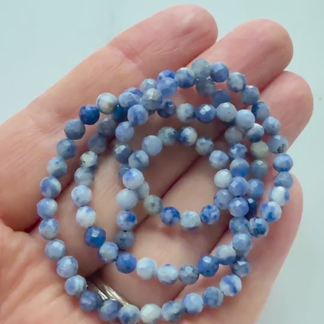 4mm Bolivian Sodalite Faceted Beads 15" Blue White Sodalite Genuine Gemstone Beads for Jewelry Making Beading Craft Gift Beads