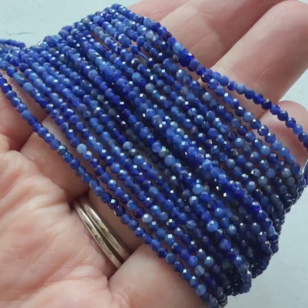 2mm Sodalite Faceted Beads 15" Sodalite Genuine Gemstone Beads for Jewelry Making Beading Craft Gift Beads