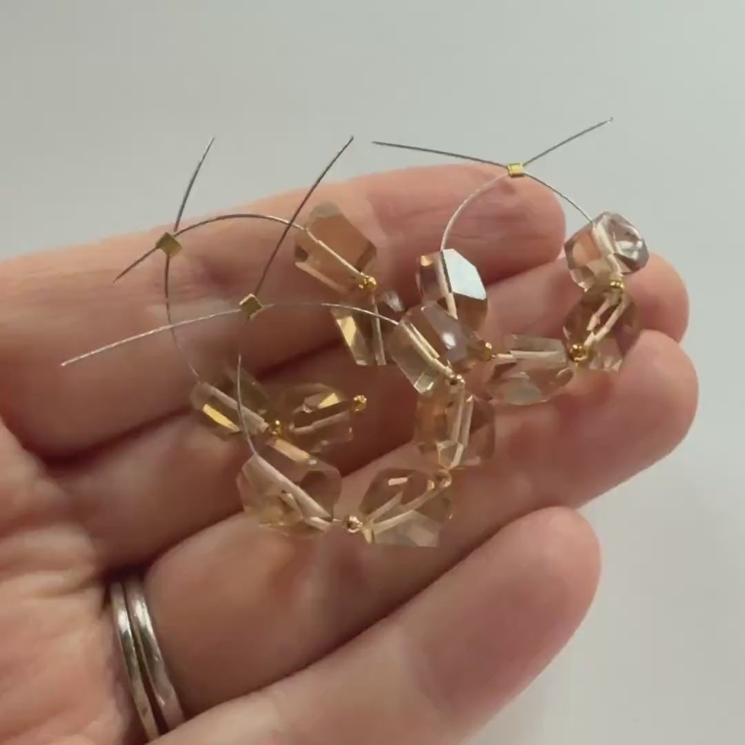 AAA Champagne Citrine Faceted Nuggets Large Beads Freeform Citrine Transparent Sparkly Gemstone Beads for Jewelry Making November Birthstone