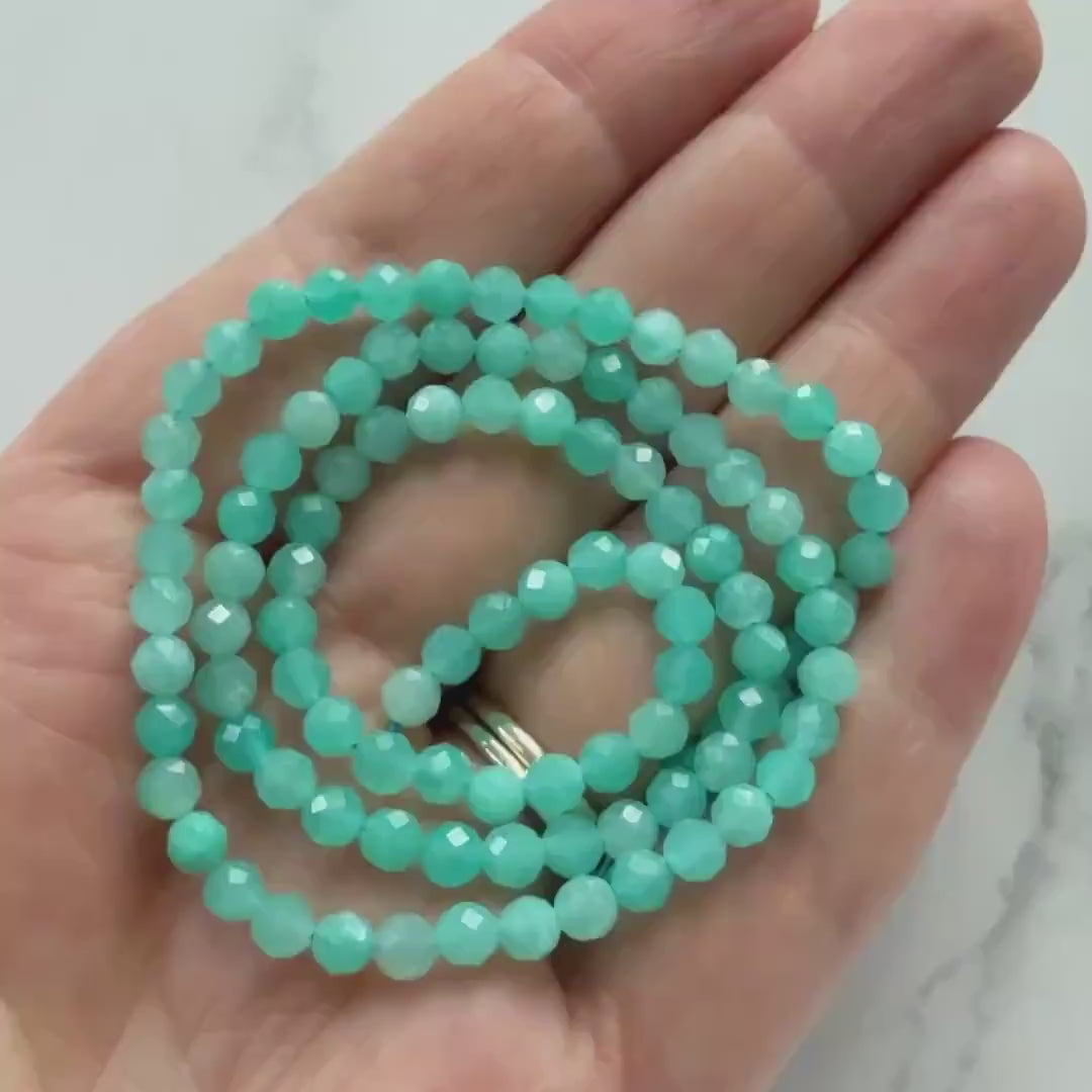 4mm Peruvian Amazonite Faceted Beads 15" Bright Blue amazonite Genuine Gemstone Beads for Jewelry Making Beading Craft Gift Beads