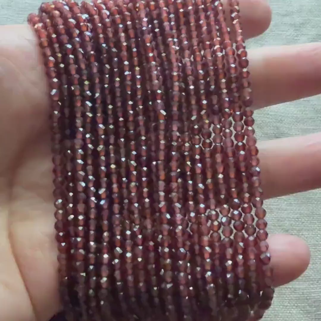 3mm AAA Almandine Garnet Beads Micro Faceted Beads 15" Natural Brown Garnet Gemstone Beads Beading Crafter Gift