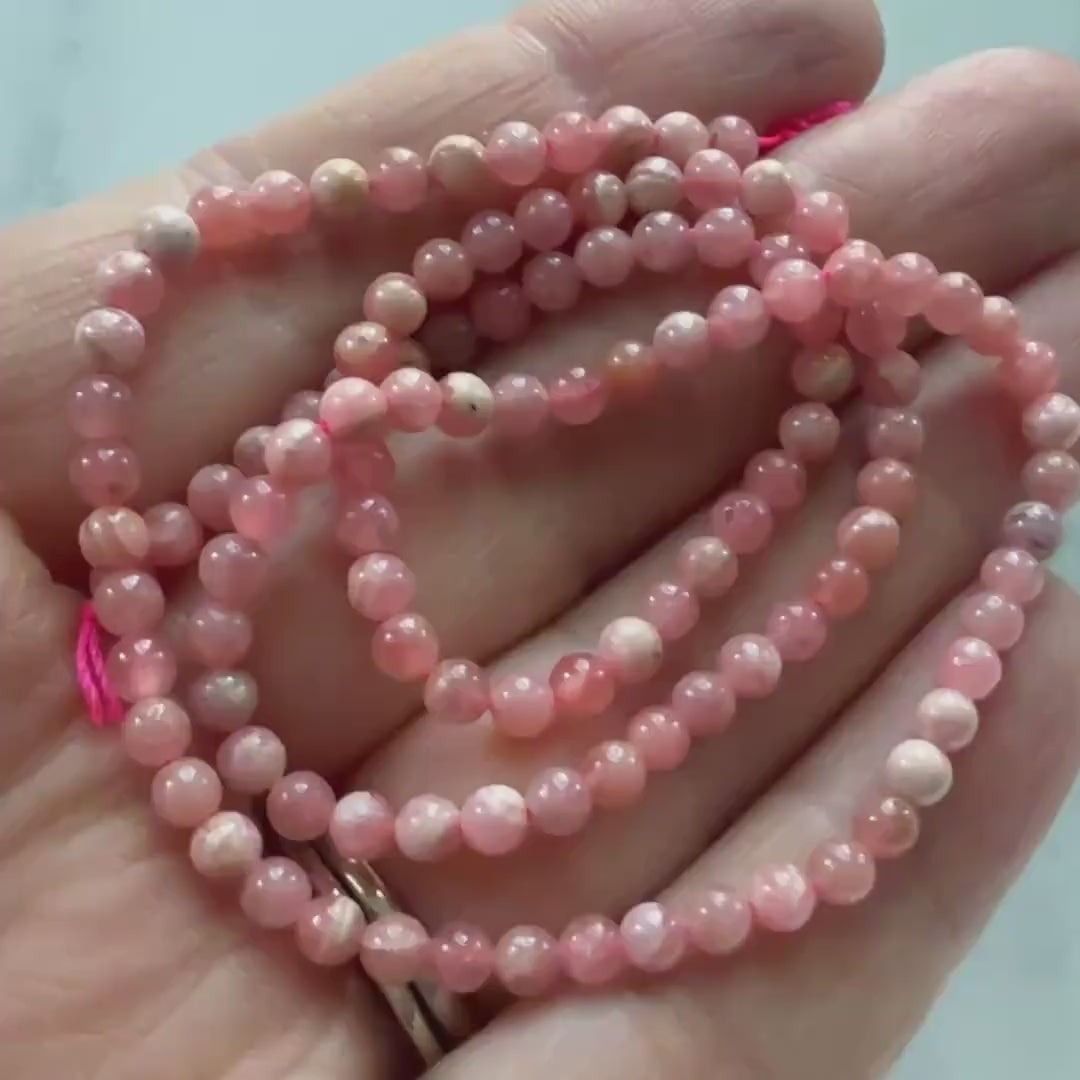 3mm Natural Rhodochrosite Beads Smooth 15" Nude Pink Genuine Gemstone Beads Jewelry Making Beading Craft Gift Beads Self-Love Abundance