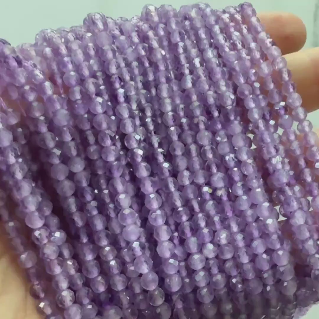 4mm Pink Amethyst Beads Faceted Beads 15" Natural Lilac Amethyst Gemstone Beads Beading Crafter Gift February Birthstone