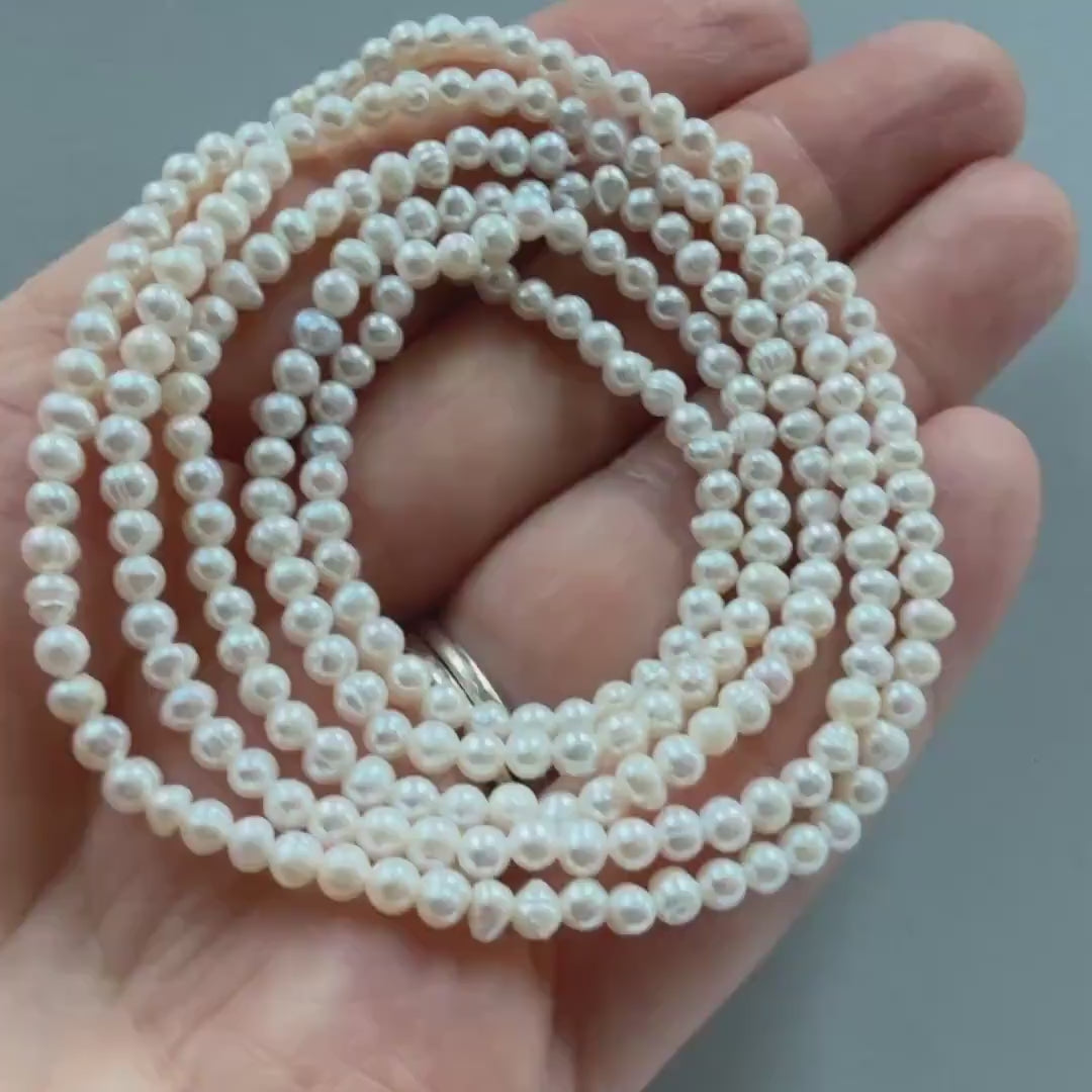 3mm Freshwater Pearl Beads Potato Pearls White Baroque 14.5" Beads Beading Crafter Gift June Birthstone DIY Jewelry