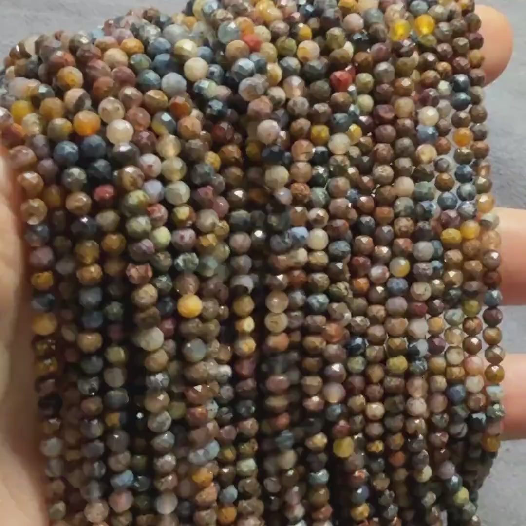 3mm Pietersite Micro Faceted Beads Round Genuine Beads 15" Sparkly Gemstone Beads for Jewelry Making Crafter Gift