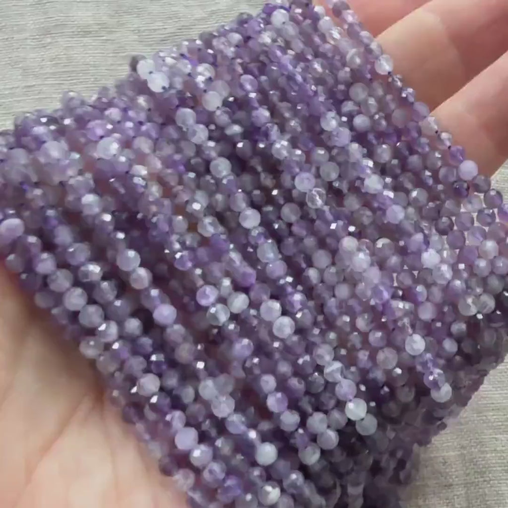 3mm AAA Lace Amethyst Beads Micro Faceted Beads 15" Purple Natural Amethyst Lilac Gemstone Beads Beading Crafter Gift February Birthstone