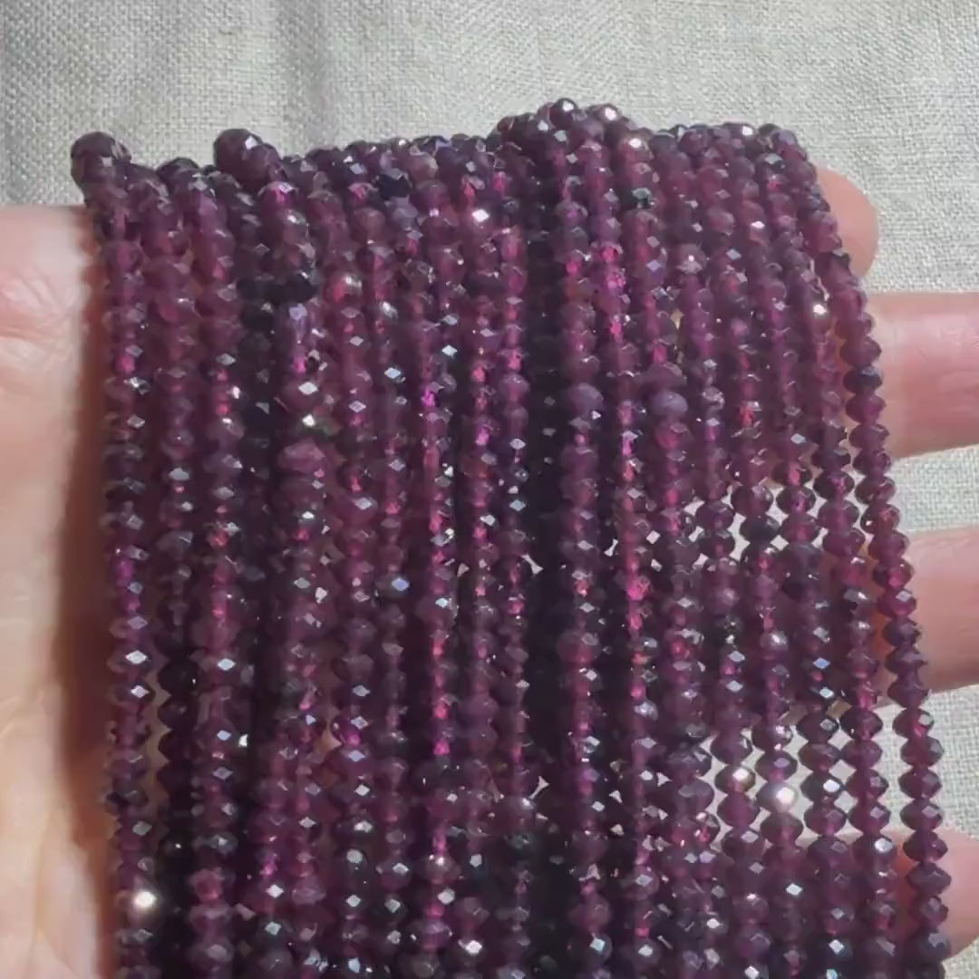 4mm AAA Rhodolite Garnet Beads Faceted Rondelle Beads 15" Natural Purple Garnet Gemstone Beads Beading Crafter Gift January Birthstone