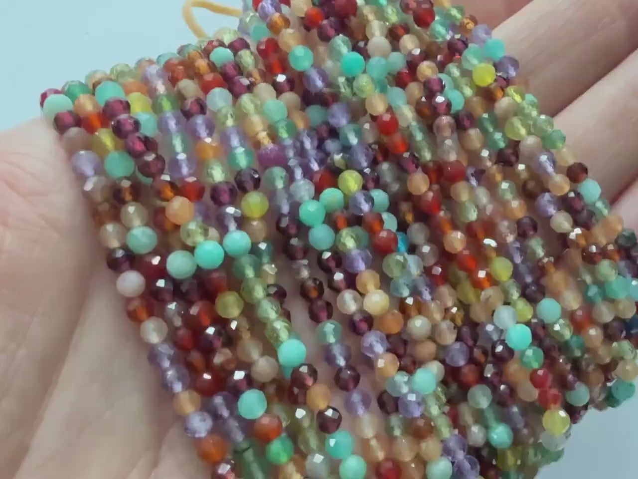 3mm AAA Multi Gemstone Micro Faceted Beads 12.5" Colorful Rainbow Tiny Gemstone Beads for Jewelry Making Beading Gift for Crafter
