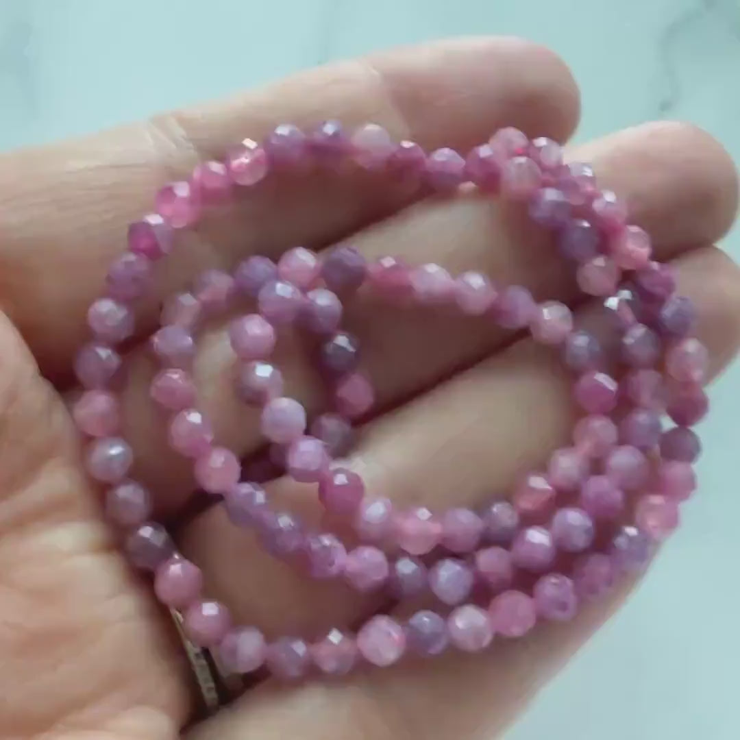 4mm Light Rubellite Faceted Beads Pink Tourmaline 15" Sparkly Gemstone Beads for Jewelry Making Beading Gift October Birthstone
