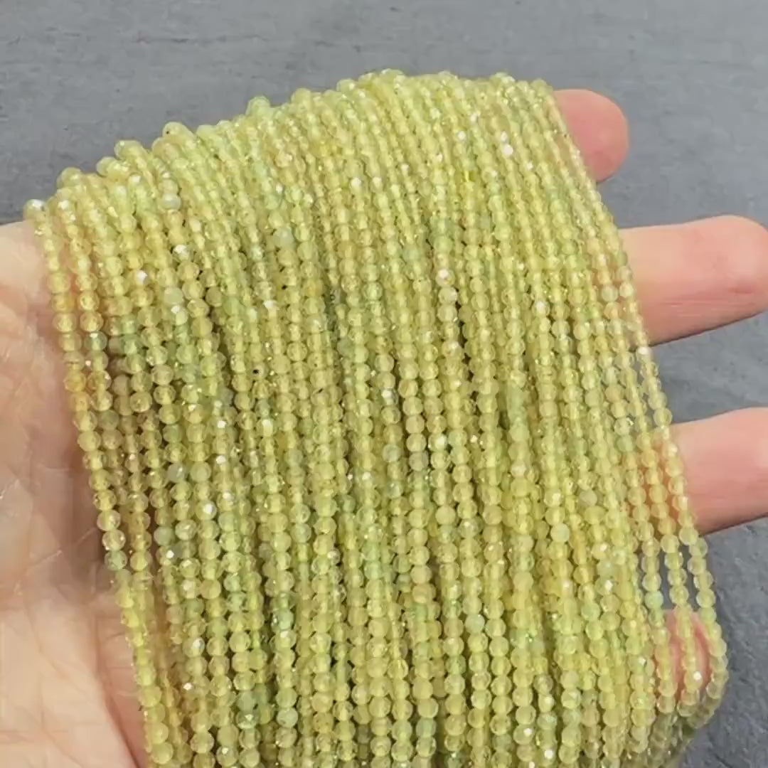 2mm Rare Yellow Apatite Faceted Beads 15" Bright Lemon Green Yellow Genuine Gemstone Beads for Jewelry Making Beading Craft Gift Beads