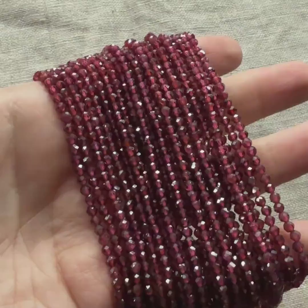 3mm AAA Pyrope Garnet Beads Micro Faceted Beads 15" Natural Red Garnet Gemstone Beads Beading Crafter Gift January Birthstone