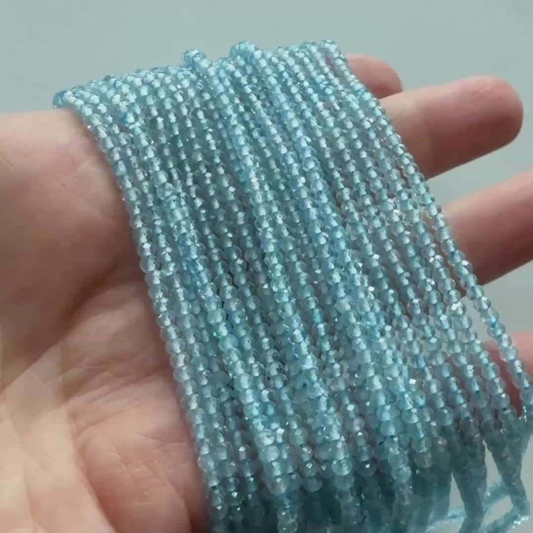 3mm Blue Topaz Faceted Beads Rondele 15" Natural Topaz Sparkly Gemstone Beads Beading Crafter Gift April Birthstone DIY Jewelry