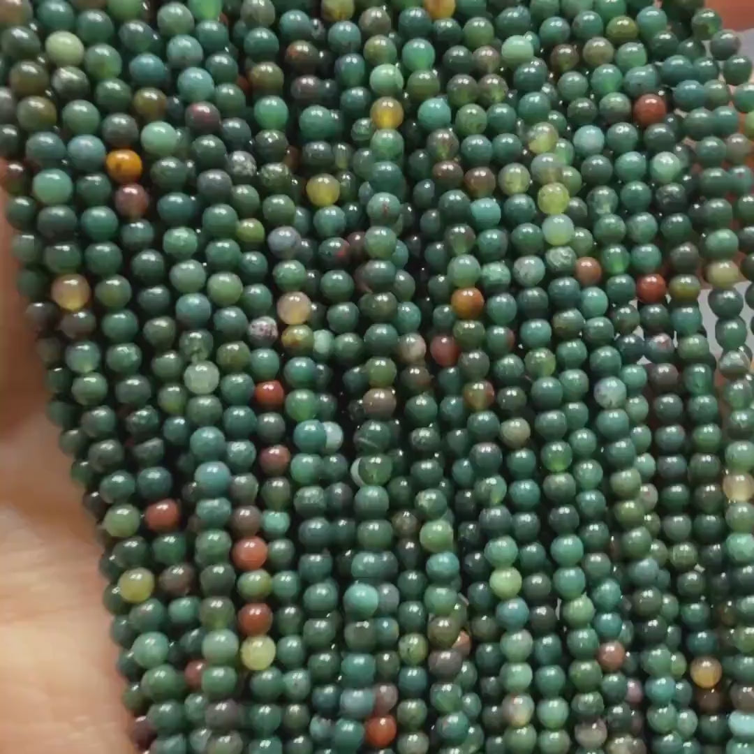 2mm Bloodstone Smooth Beads Genuine Bloodstone Beads 15" Gemstone Beads for DIY Jewelry Making Gift for Crafter