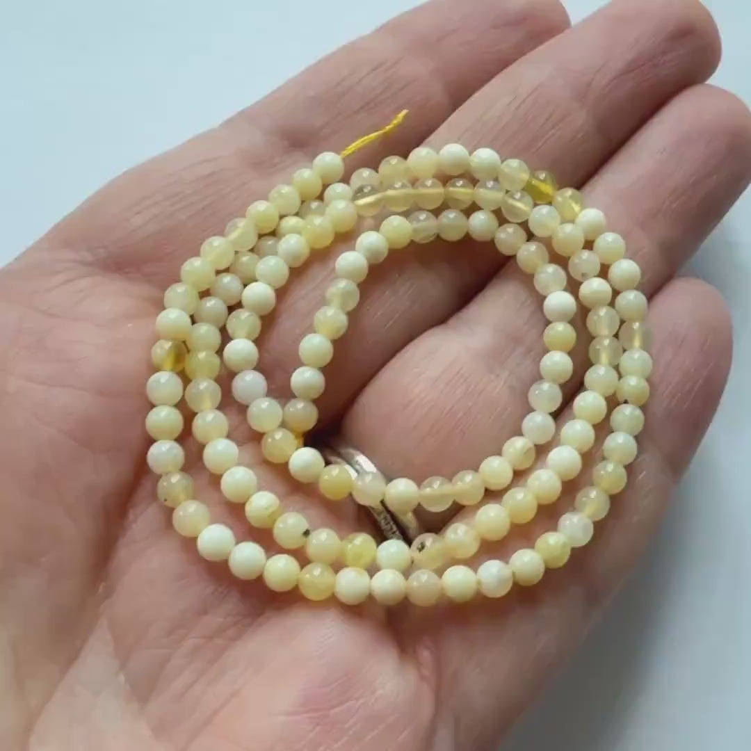 3mm Yellow Opal Beads 15" Opal Genuine Gemstone Beads Natural Peruvian Opal for Jewelry Making Beading Craft Gift Beads October birthstone