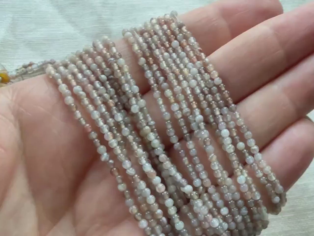 2mm Botswana Agate Smooth Beads Genuine Tiny Agate Beads 15" Gemstone Beads for Jewelry Making Beading Gift for crafter