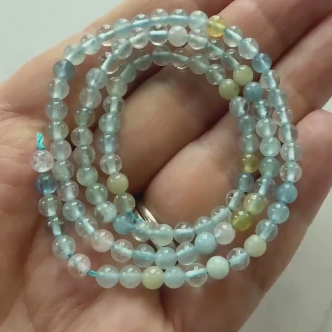 4mm Natural Multi Aquamarine Beads 15" Raw Aquamarine Smooth Genuine Gemstone Beads Jewelry Making Beading Craft Gift Beads March Birthstone