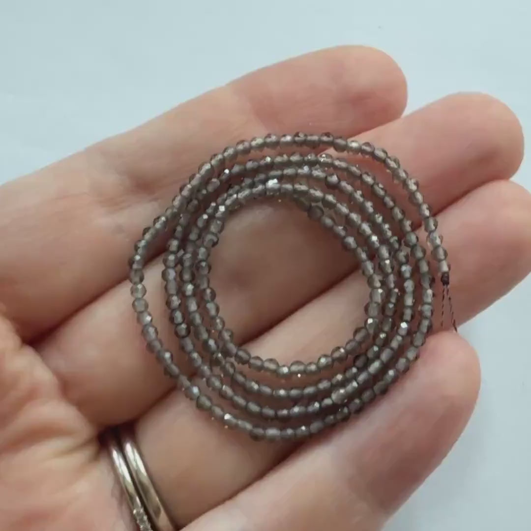 2mm AAA Smoky Quartz Micro Faceted Beads Genuine Beads 15" Sparkly Light Smoky Quartz Gemstone Beads Beading Crafter Gift