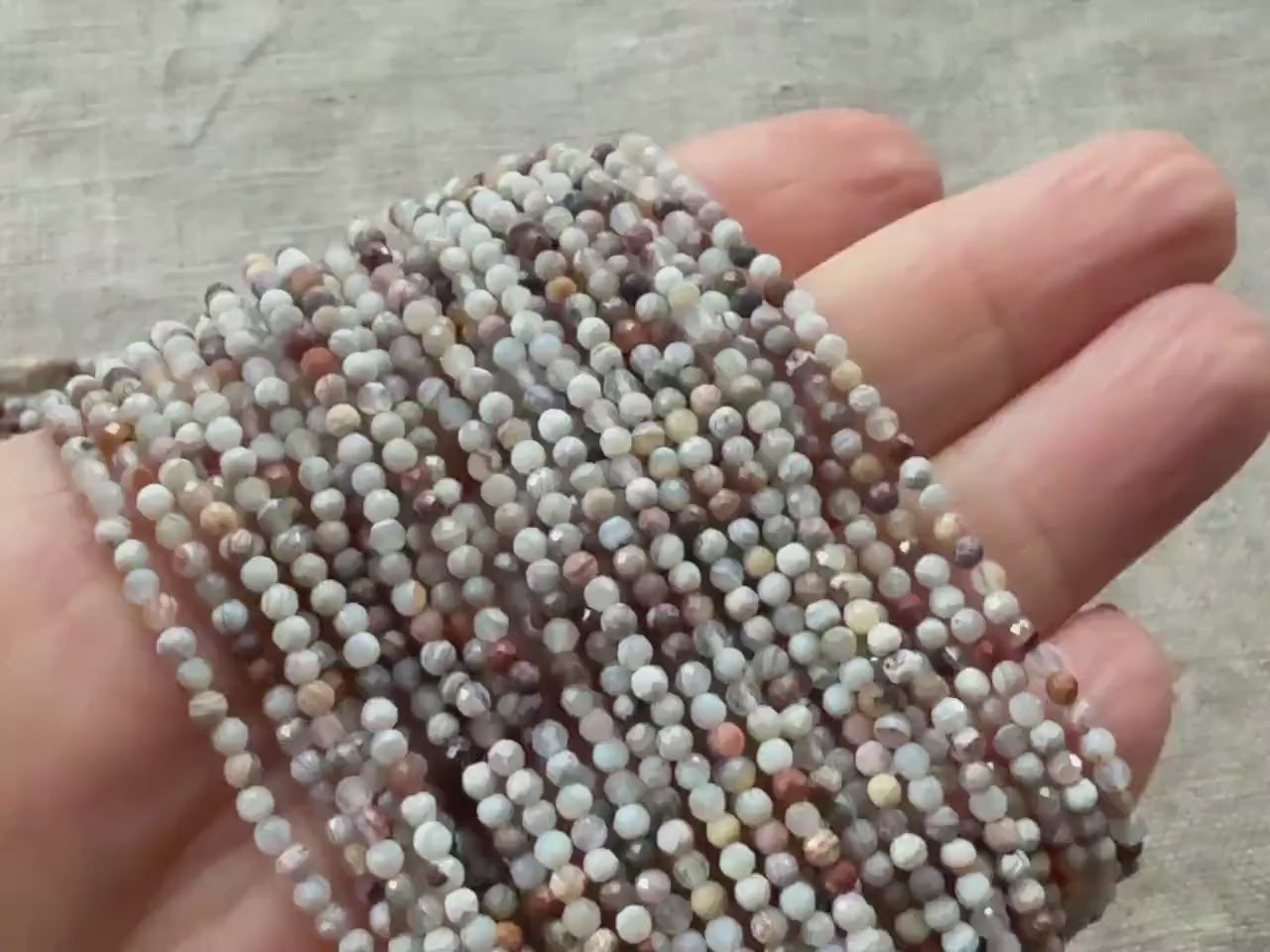 2mm Mexican Laguna Agate Beads Faceted Genuine Tiny Agate Beads 15" Gemstone Beads for Jewelry Making Beading Gift for crafter