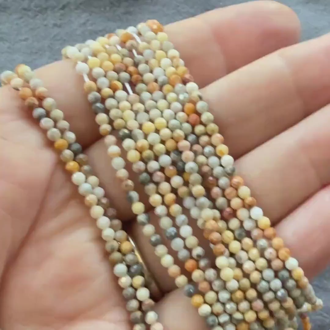 2mm Crazy Agate Micro Faceted Beads 15" Yellow Genuine Gemstone Beads for Jewelry Making Beading Craft Gift